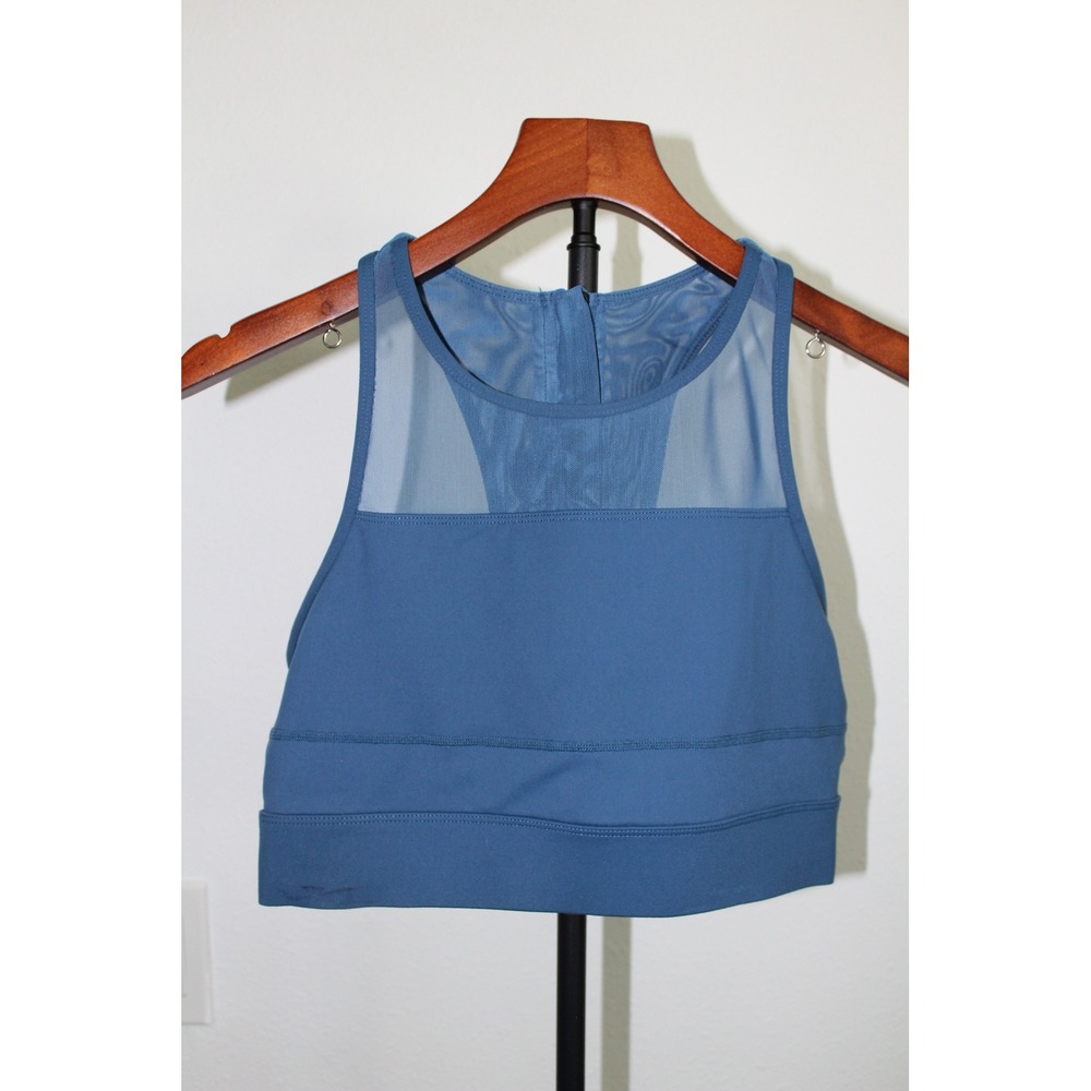 Zyia‎ Active Blue High Neck Mesh Racerback Sports Bra Womens Size L One More Rep